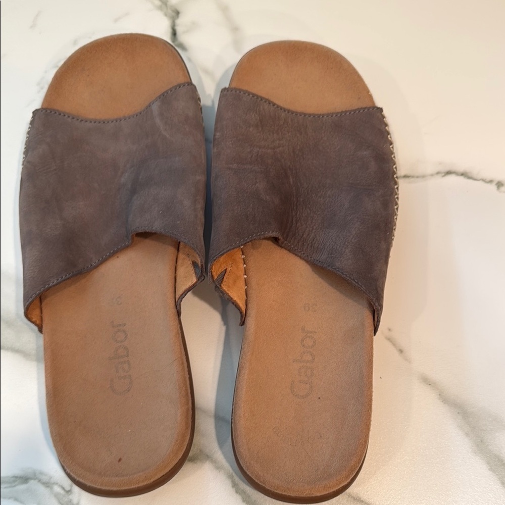 Gabor Dark Brown Slide Sandals